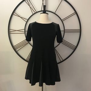 S.L. Fashions Black Dress w/Faux Leather Accents